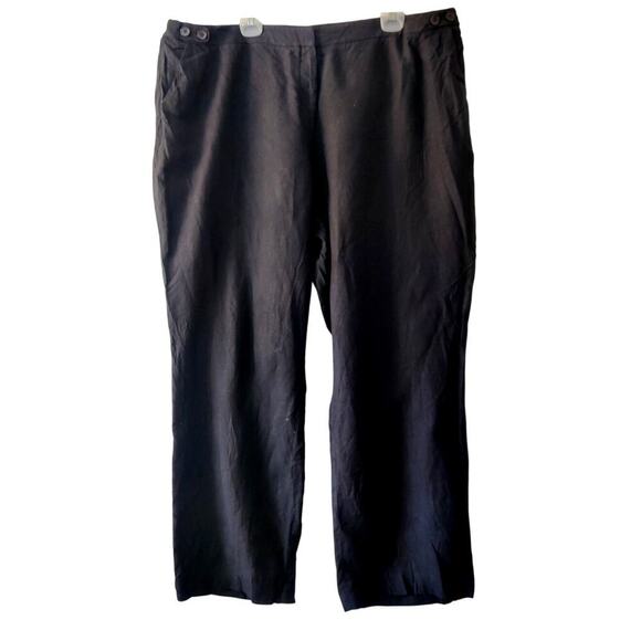 Talbots Black 100% Wide Leg Linen Pants Size 24W Windsor Curvy - Picture 1 of 7